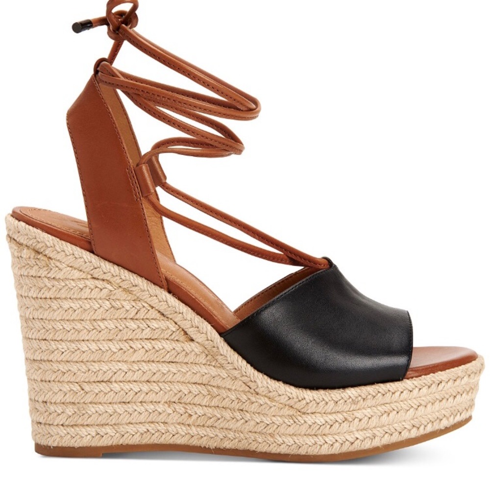 COACH Dana Espadrilles Size Black Leather - Picture 2 of 7
